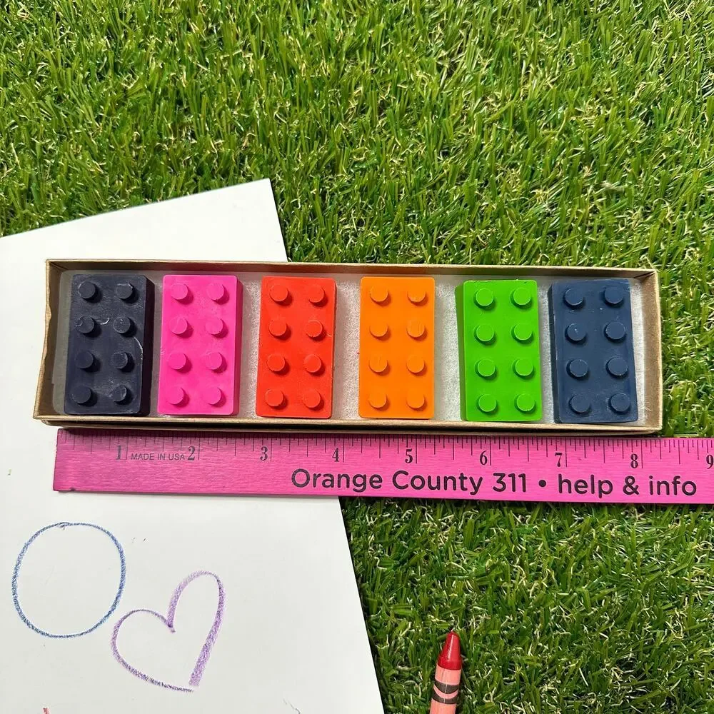 2/$30 Building Bricks Blocks Crayons (6), Kids Girls Boys Gender Neutral Gift